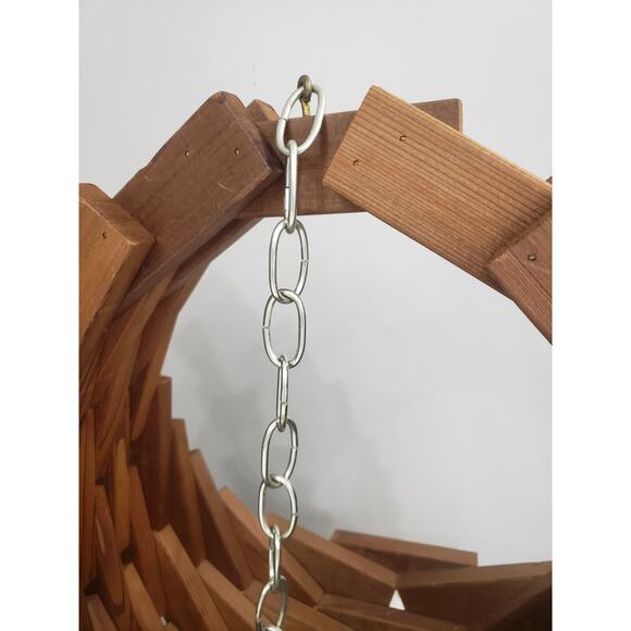 LARGE Vintage MCM Wood Block Planter Hanging Plant Basket Boho Chic‎ Cedar Swag - Picture 4 of 11